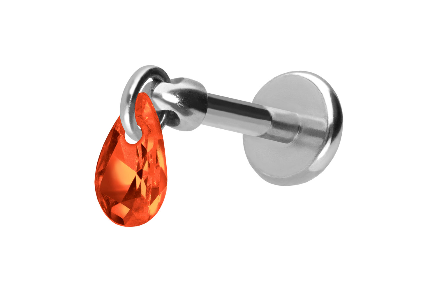 Titan Labret Piercing mit Push Fit KRISTALLTROPFEN